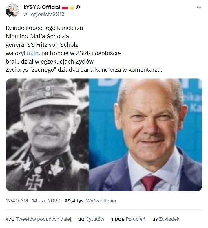 Scholtz dziadek z Wehrmachtu