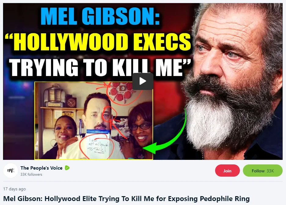 Mel Gibson nigdy nie twierdził, że w Holywood pije się krew dzieci