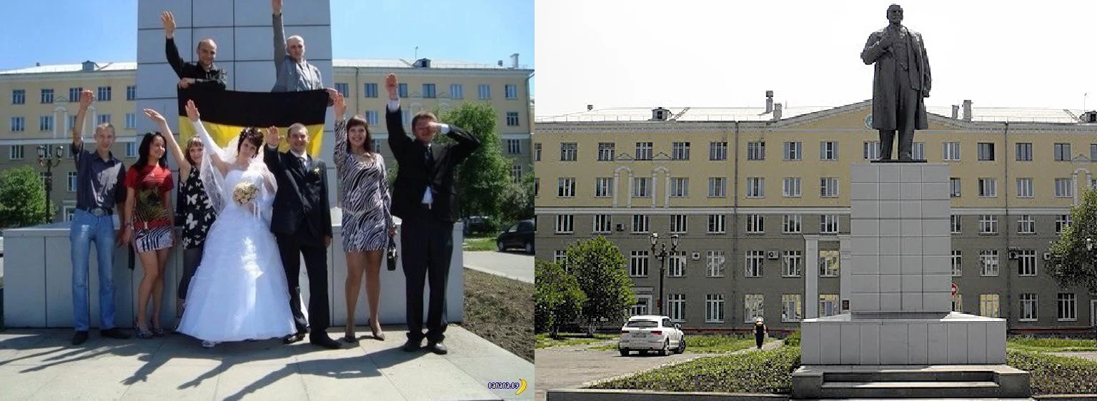 The photo of the newlyweds performing Nazi salute