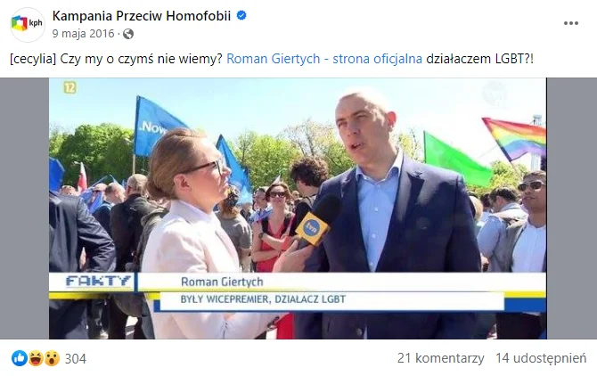 Roman Giertych nie został nazwany „działaczem LGBT” na antenie TVN