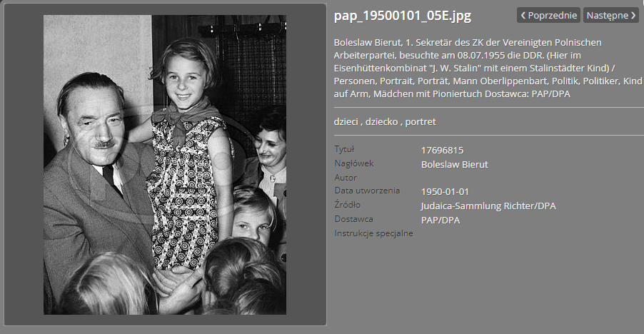 There is no evidence that the girl held by Bolesław Bierut in the photo is Agnieszka Holland