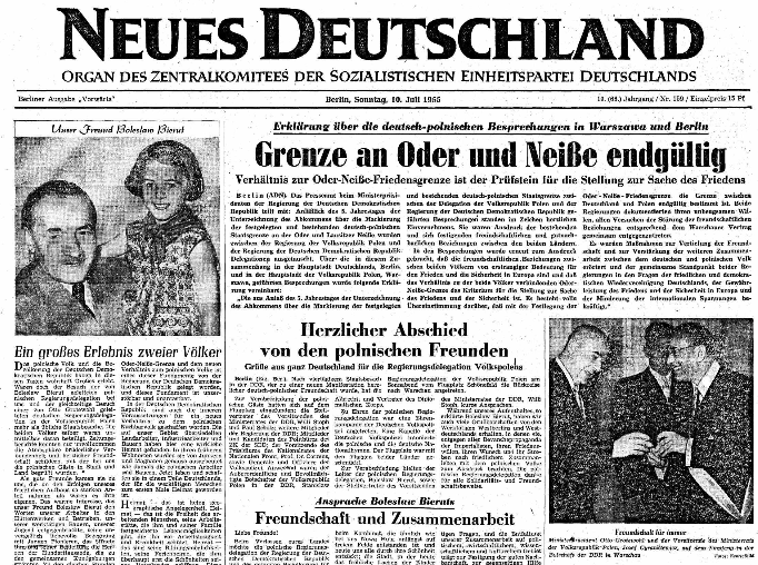 First page of Neues Deutschland z 10.07.1955. Source: staatsbibliothek-berlin.de