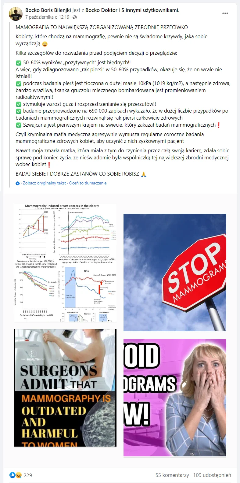 Bocko Boris Bilenjki mammografia fakenews