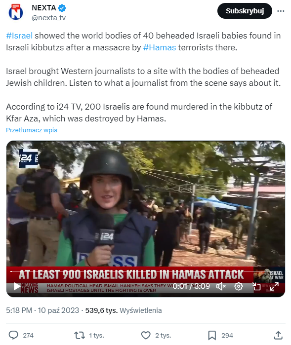 Czy Hamas ściął głowy 40 dzieciom? Analizujemy doniesienia medialne