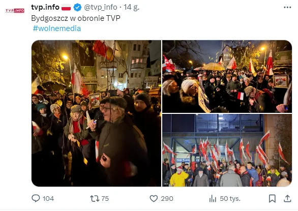 TVP Info wykorzystało zdjęcia z tego samego miejsca do zobrazowania protestów w różnych miastach