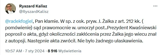 Ryszard Kalisz o ułaskawieni