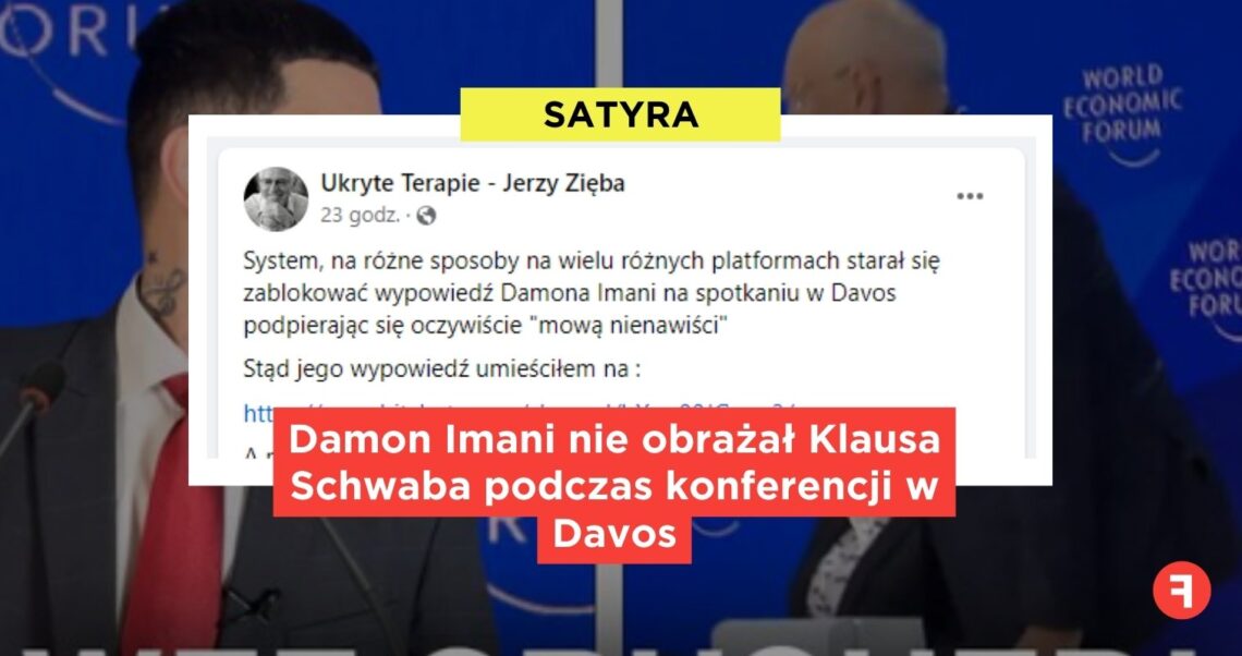 Damon Imani nie obrażał Klausa Schwaba podczas konferencji w Davos