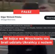 W bójce we Wrocławiu nie brali udziału Ukraińcy z nożem