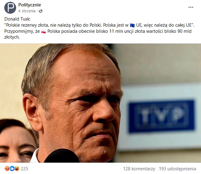 Donald Tusk o polskich rezerwach złota
