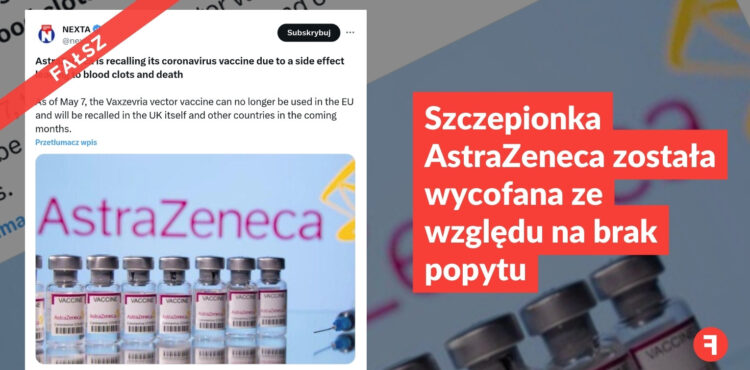 Szczepionka AstraZeneca została wycofana ze względu na brak popytu