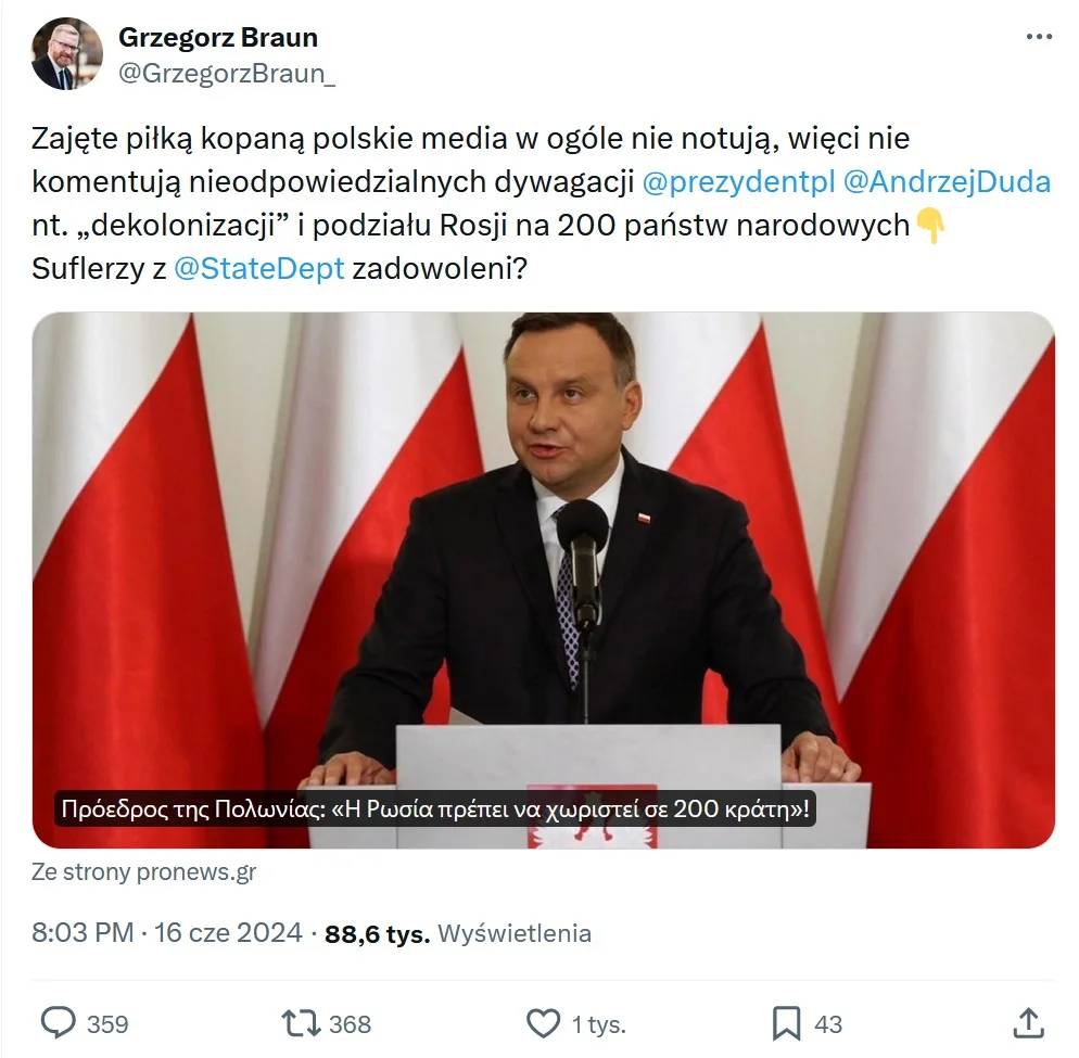 Grzegorz Braun o Dudzie