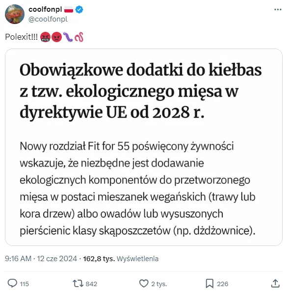Obowiązkowe dodatki z ekologicznego mięsa to żart