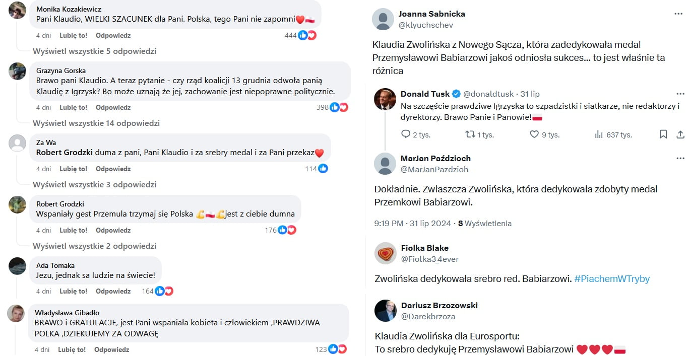 Komentarze o medalu dla Babiarza