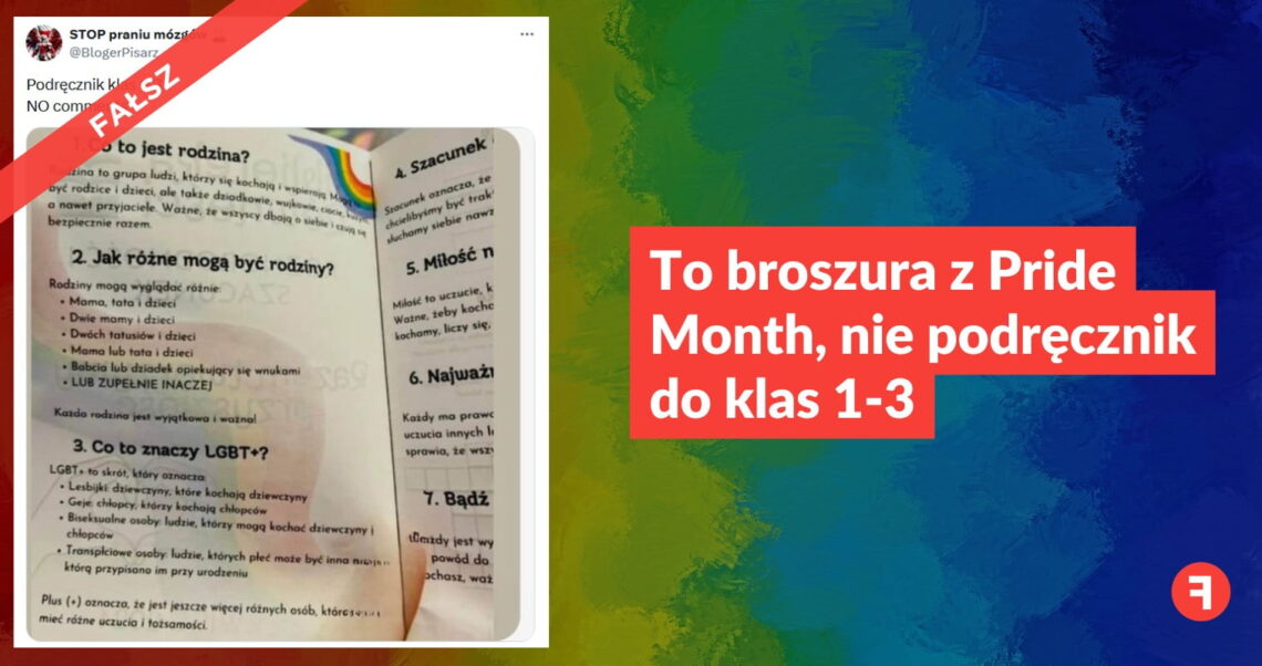 To broszura z Pride Month, nie podręcznik do klas 1-3