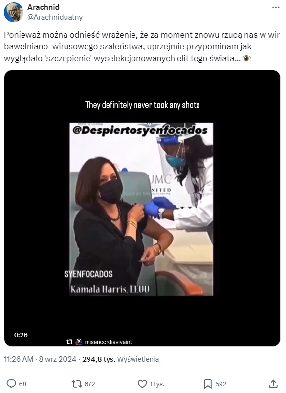 Kamala Harris przyjęła szczepionkę przeciw COVID-19