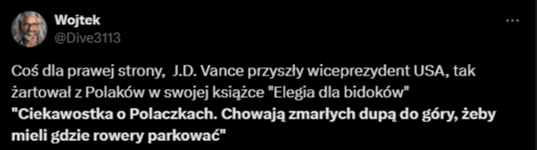 Wpis użytkownika Dive3113 dotyczący cytatu, którego autorem miał być Vance