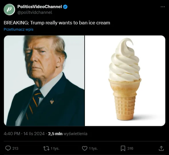 Trump did not announce ice cream ban