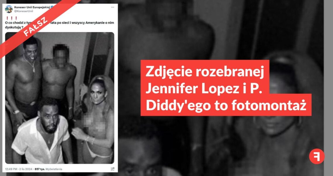 Zdjęcie roznegliżowanej Jennifer Lopez i P. Diddy’ego to fotomontaż