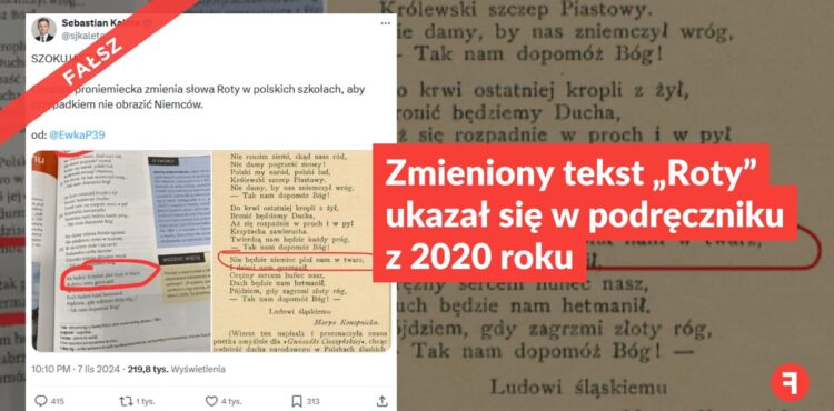 Zmieniony tekst „Roty” ukazał się w podręczniku z 2020 roku