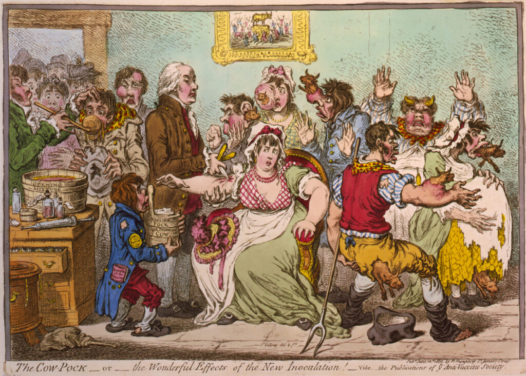 The Cow Pock or the Wonderful Effects of the New Inoculation! (James Gillray, 1802)