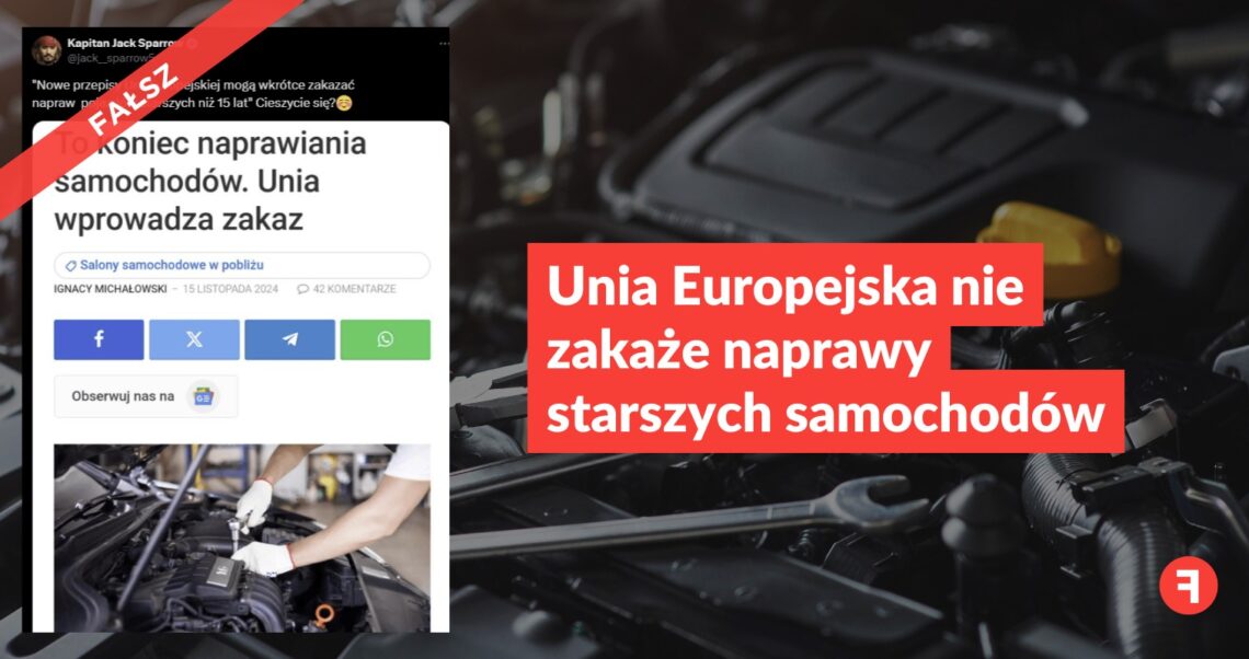 Unia Europejska nie zakaże naprawy starszych samochodów