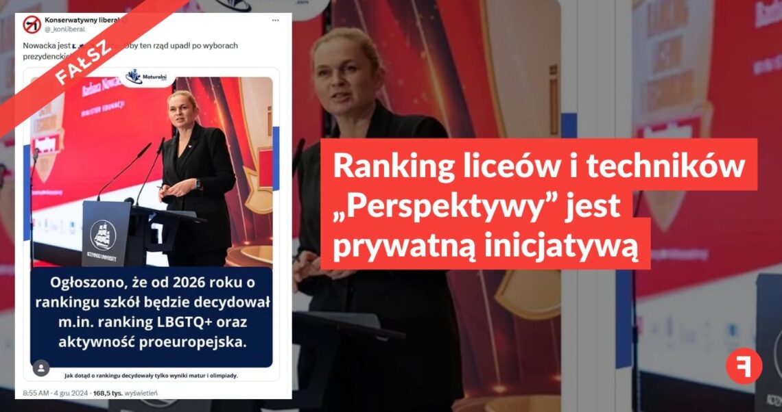 Ranking liceów i techników „Perspektywy” jest prywatną inicjatywą