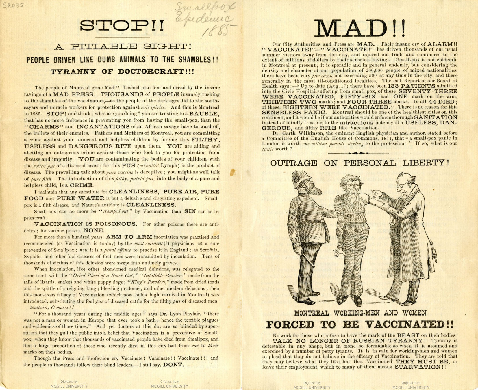 Dwie pierwsze strony broszury autorstwa Alexandra Miltona Rossa opublikowanej najprawdopodobniej w Montrealu ok. 1885 roku.