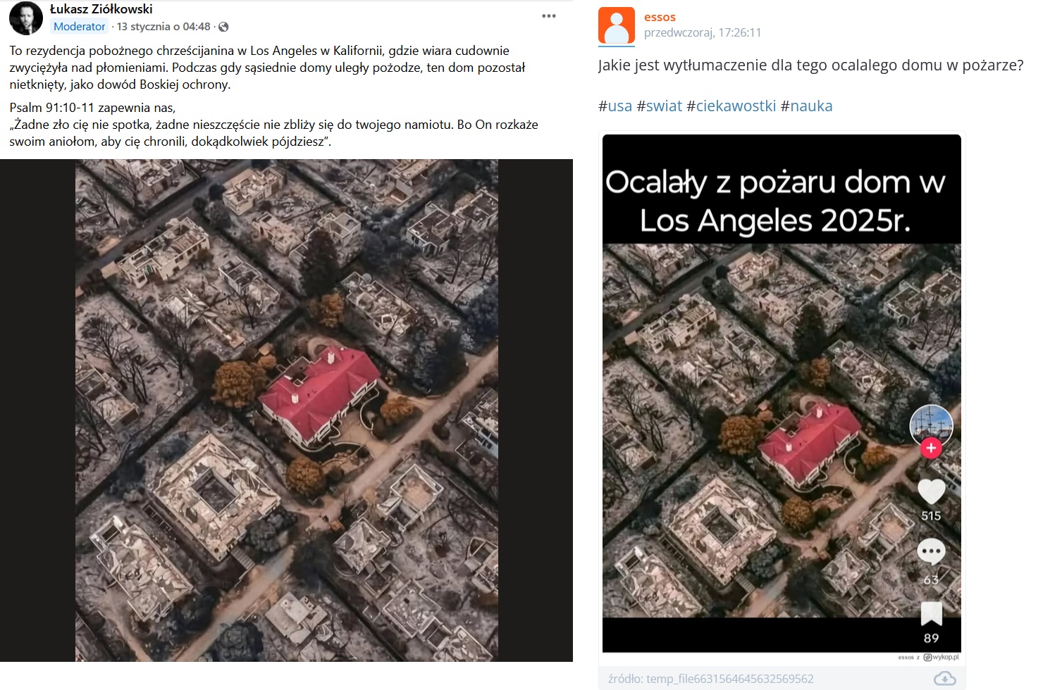 Ocalały z pożaru dom w Los Angeles