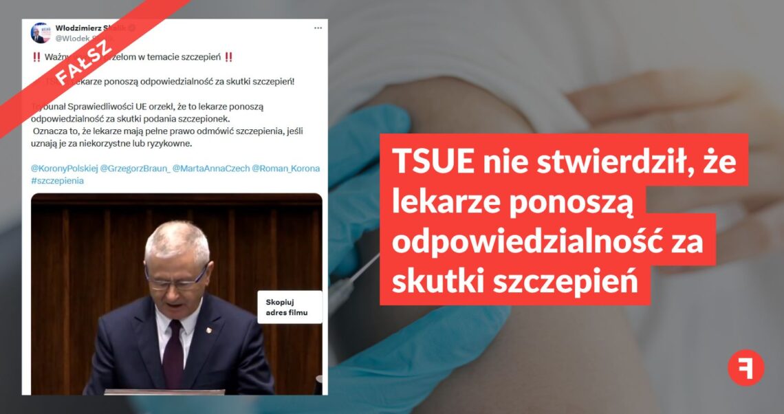 TSUE nie stwierdził, że lekarze ponoszą odpowiedzialność za skutki szczepień