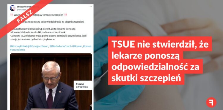 TSUE nie stwierdził, że lekarze ponoszą odpowiedzialność za skutki szczepień