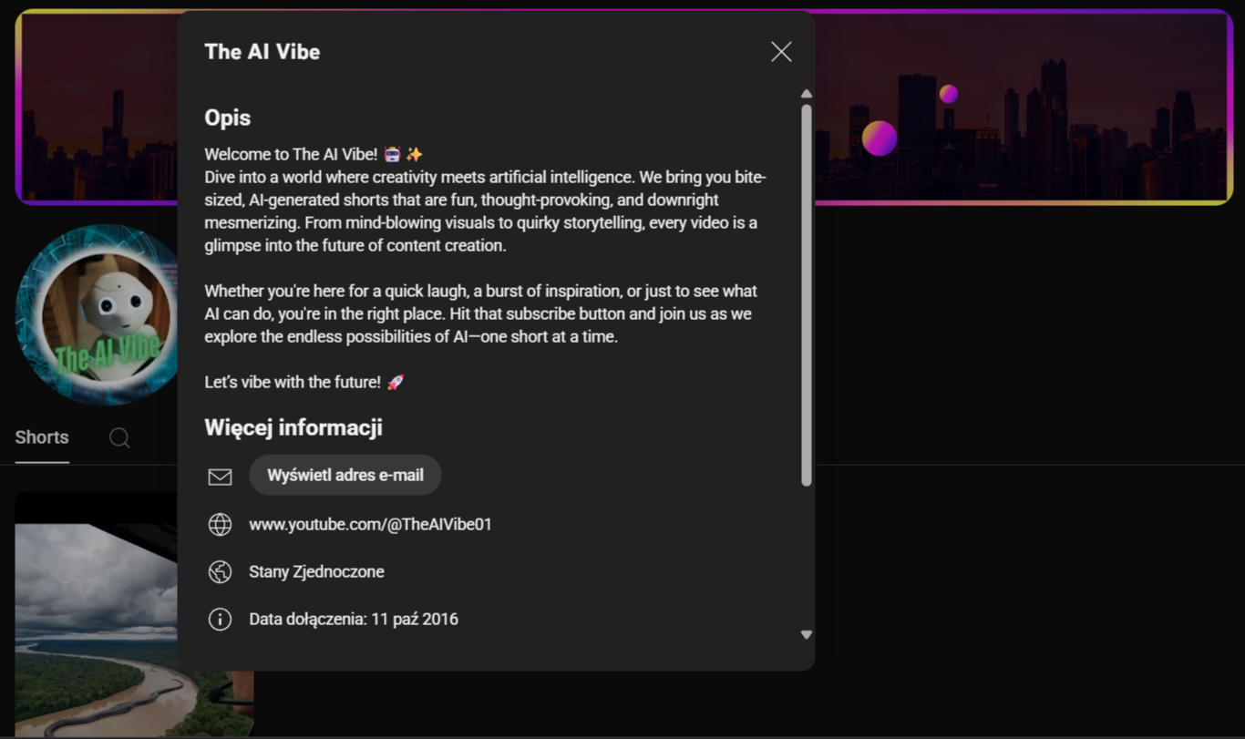 Zdjęcie przedstawiające opis kanału TheAIVibe01