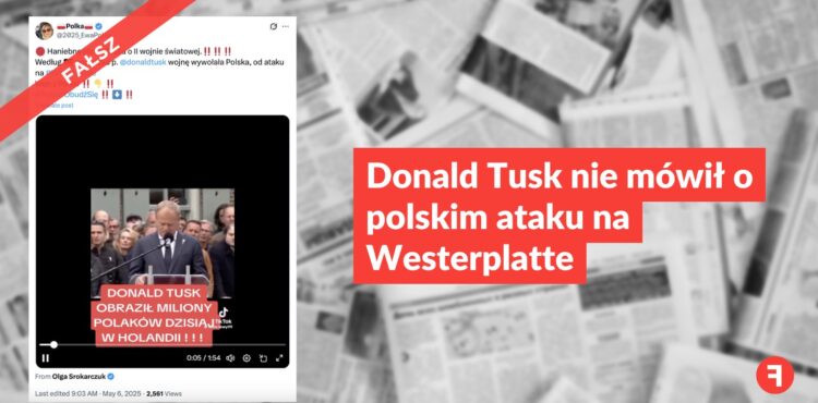 Donald Tusk nie mówił o polskim ataku na Westerplatte