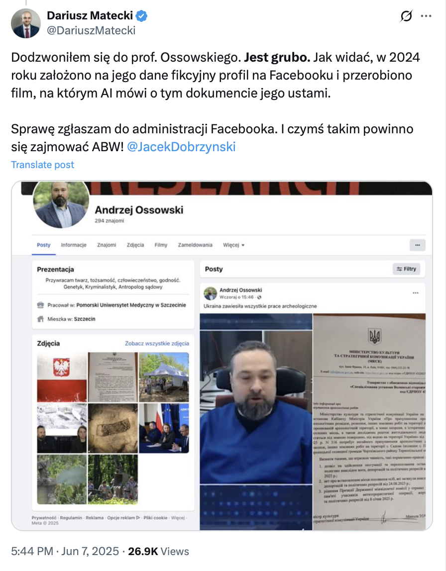 Ukraina nie kazała wstrzymać ekshumacji ofiar rzezi wołyńskiej w Puźnikach.