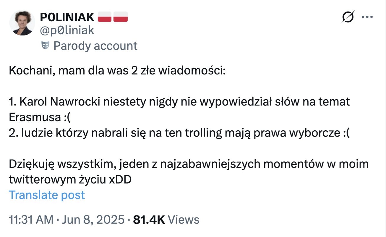 Karol Nawrocki nie zapowiedział likwidacji programu Erasmus dla polskich studentów.