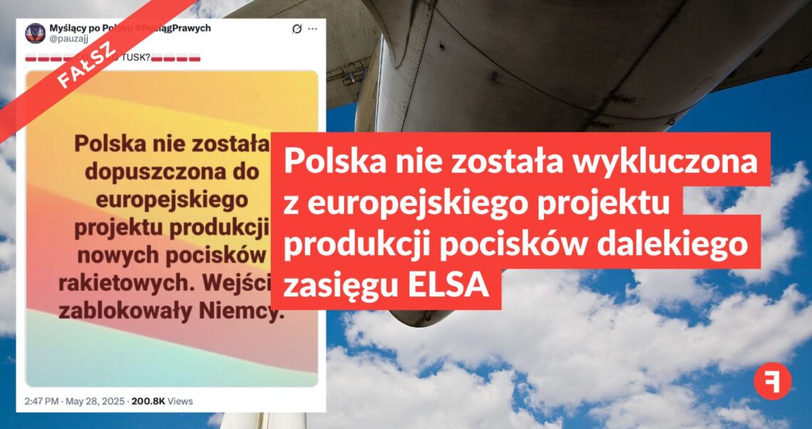 Polska nie została wykluczona z europejskiego projektu produkcji pocisków dalekiego zasięgu ELSA