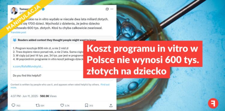 Koszt programu in vitro w Polsce nie wynosi 600 tys. złotych na dziecko