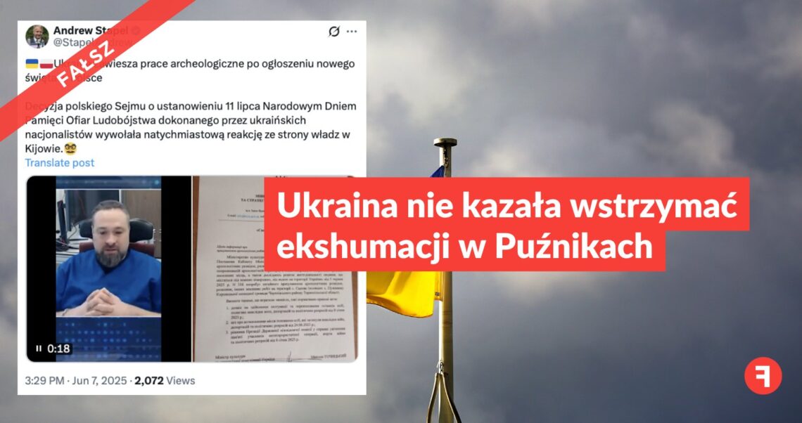 Ukraina nie kazała wstrzymać ekshumacji w Puźnikach
