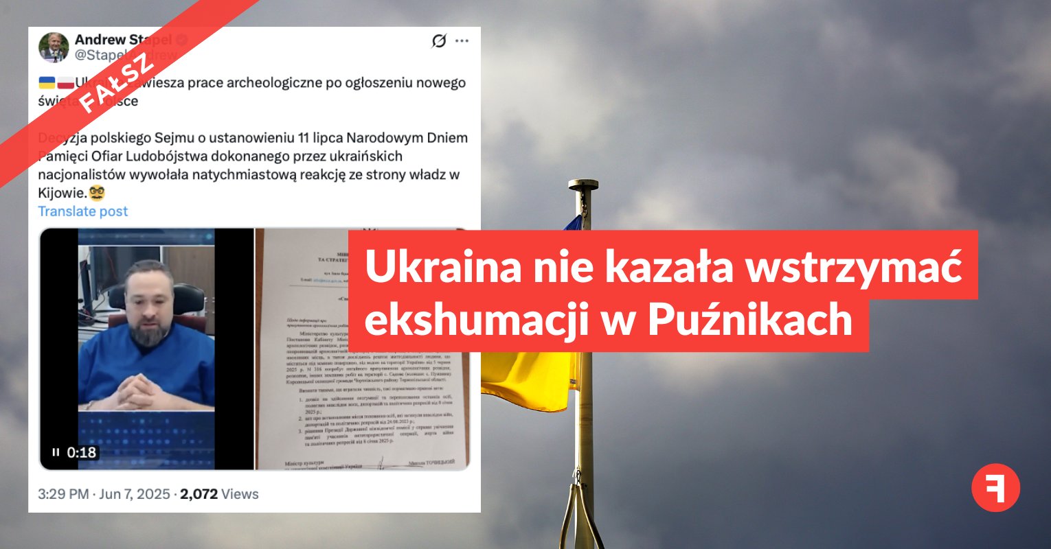 Ukraina nie kazała wstrzymać ekshumacji w Puźnikach