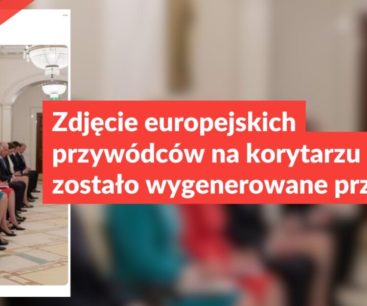 Zdjęcie europejskich przywódców na korytarzu zostało wygenerowane przez AI