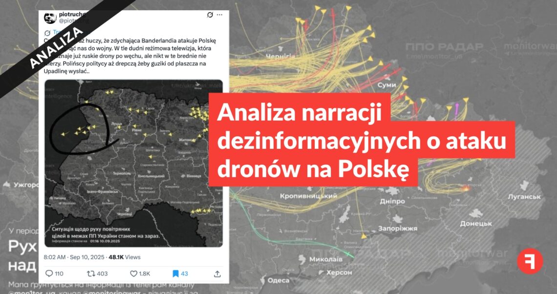 Analiza narracji dezinformacyjnych o ataku dronów na Polskę