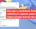 Decyzja o zwolnieniu Polski z niektórych zapisów paktu migracyjnego jeszcze nie zapadła