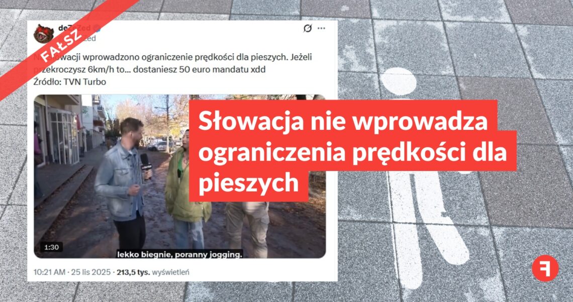 Słowacja nie wprowadza ograniczenia prędkości dla pieszych