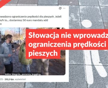 Słowacja nie wprowadza ograniczenia prędkości dla pieszych
