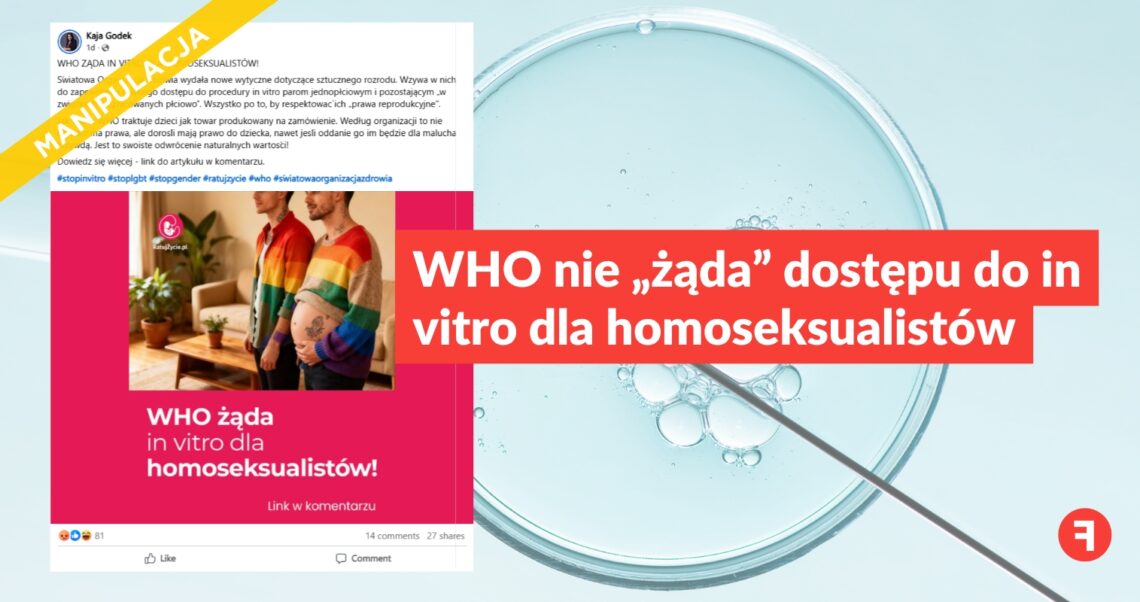 WHO nie „żąda” dostępu do in vitro dla homoseksualistów