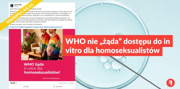 WHO nie „żąda” dostępu do in vitro dla homoseksualistów