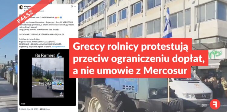 Greccy rolnicy protestują przeciw ograniczeniu dopłat, a nie umowie z Mercosur