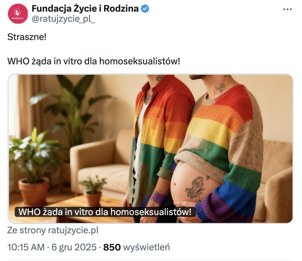 WHO nie „żąda” dostępu do in vitro dla homoseksualistów