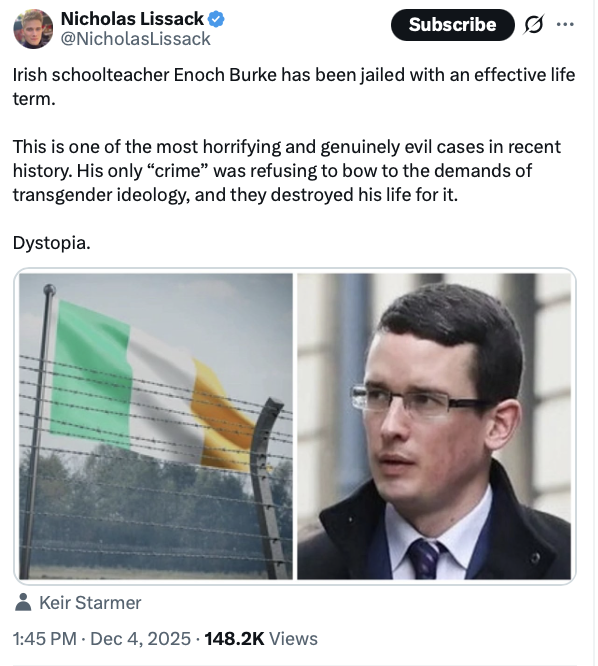 Irlandzki nauczyciel nie został skazany na dożywocie za zaimki