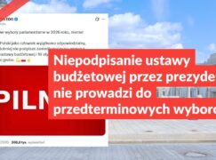 Niepodpisanie ustawy budżetowej przez prezydenta nie prowadzi do przedterminowych wyborów