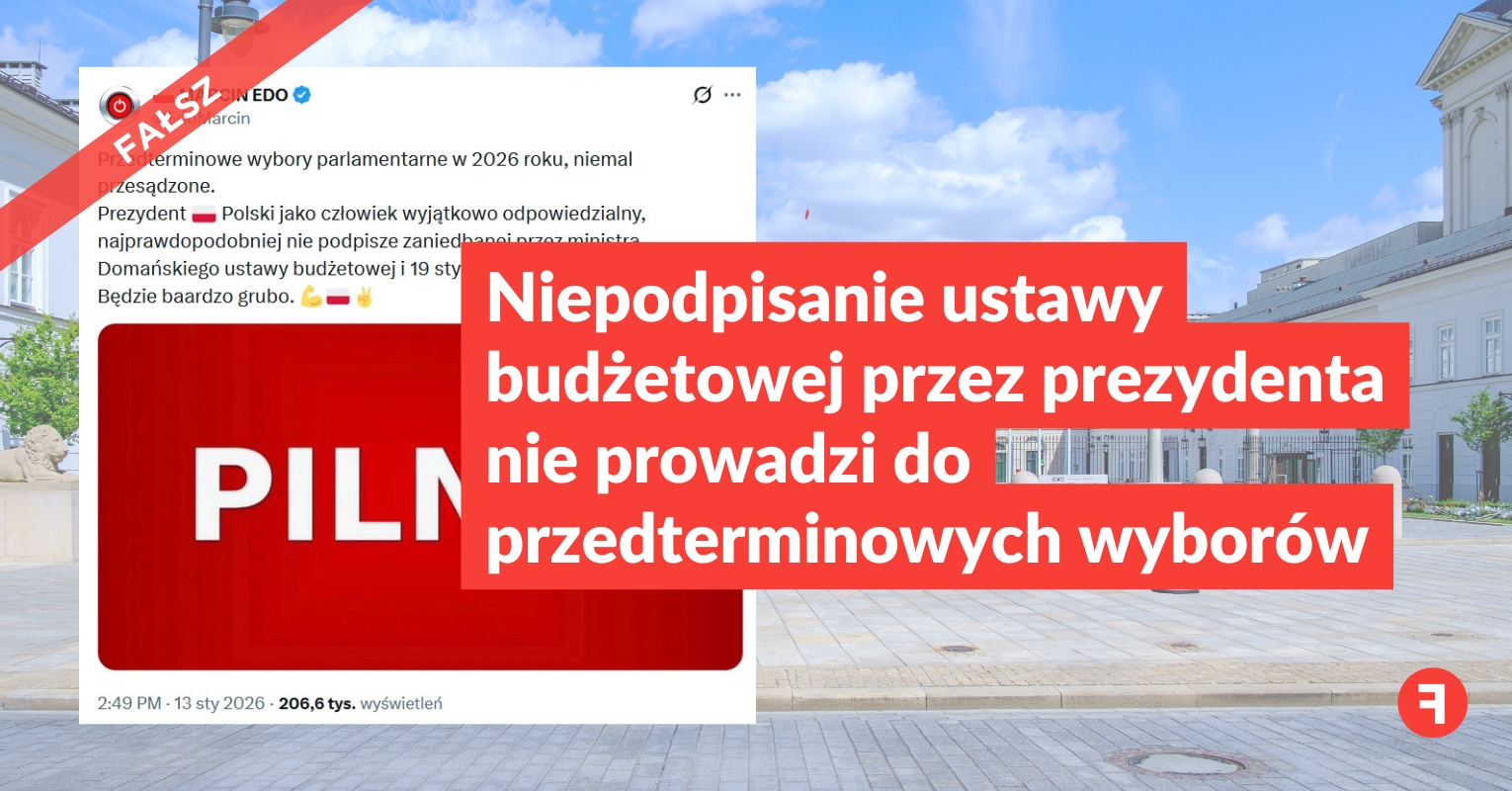 Niepodpisanie ustawy budżetowej przez prezydenta nie prowadzi do przedterminowych wyborów